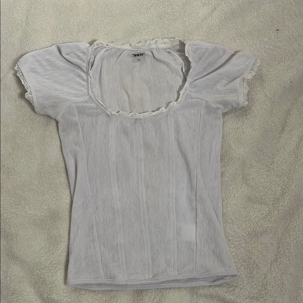 UNIF White Ruffled Women's Top